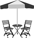 Chairs, Table and Umbrella